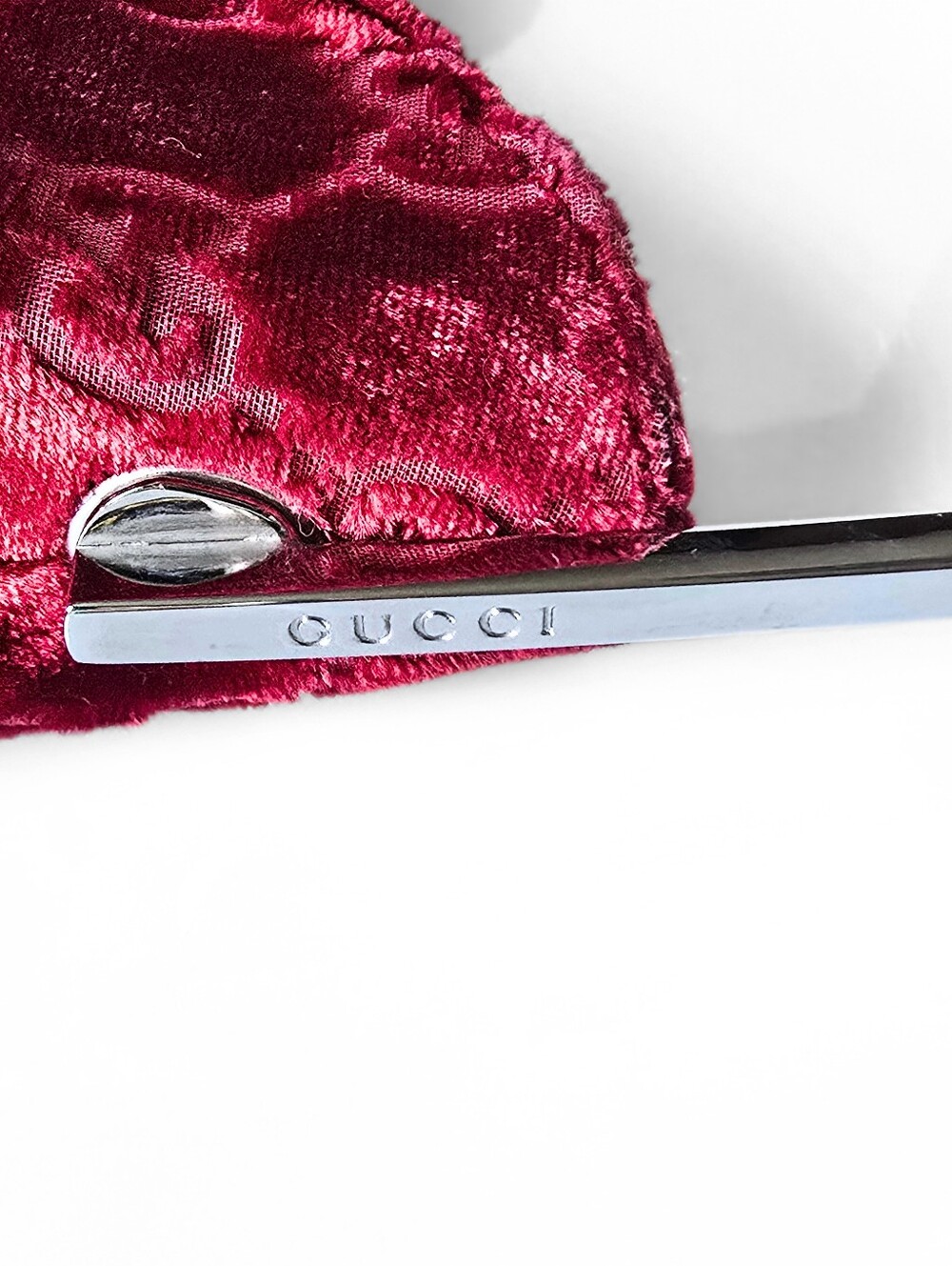 **SOLD*Gucci by Tom Ford 1997 Red Velvet GG Monogram Chrome Handle ASO The Nanny - Picture 6 of 16